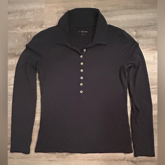 Lilly Pulitzer Remma black long sleeve polo top, size Small - Picture 3 of 7